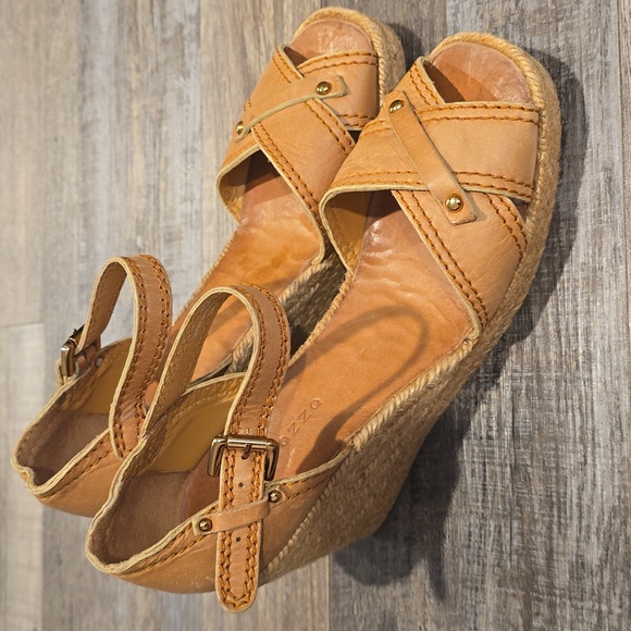 Apepazza Shoes - Apepazza Tan Suede Espadrilles Leather Wedge Sandals Size 8.5